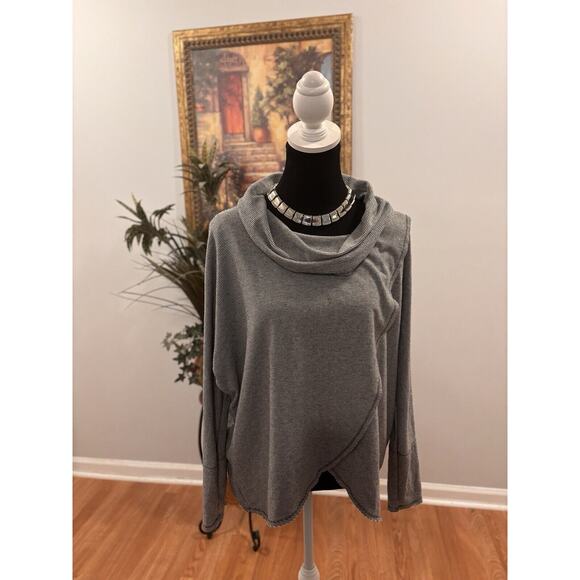 Calvin Klein Sweaters - Women's Calvin Klein Performance Cowl Neck Front Wrap Grey/white Sweater Size L